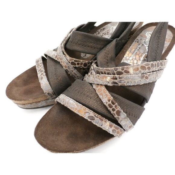 Donald J Pliner Copper Metallic Leather Wedge Sandals 8N Becky Animal Print - Picture 3 of 7